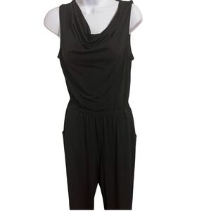 Elegant black draped jumpsuit